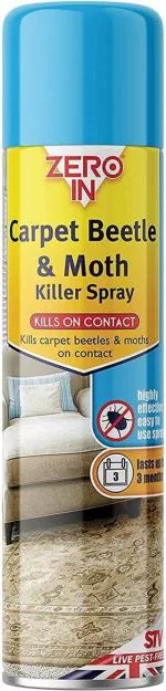 Zero In ZER977 Kills on Contact Carpet Beetle & Moth Killer Spray - 300ml Aerosol