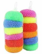 Vararo Multicolor Plastic Bathing Round Scrubber (Pack of 12)