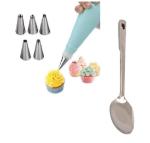 BLUE WONDER Cake Decorating 6 Pcs Nozzle with Stainless Steel Paan Spoons and (Multicolour, Pack of 2)