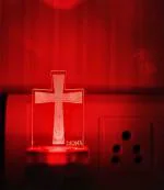 DIONA Green Christian Cross Symbol 3D Illusion LED Night Lamp 10 cm