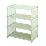 Pindia 4 Tier Leightweight Shoe Book Storage Rack Household Organizer - 45x25.5x55.5 cm, Steel and Plastic, Green