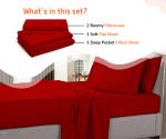 SGI Bedding 4 Piece Sheet Set Contain 1 Flat Bedsheet, 1 Fitted Bedsheet, 2 Pillowcovers Single Blood Red Solid 600 TC Egyptian Cotton Hotel Luxury Quality 12