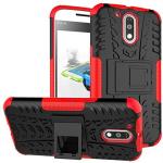 Accessories Kart Motorola G4 Plus Red Plastic, Polycarbonate Shockproof Kickstand Back Case Cover