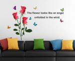 Lanstick Multicolor Beautiful Flower Quotes Self Adhesive Wall Sticker 85 cm