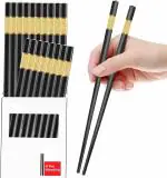 LISHONN 10 Pair Fiber Glass Chopsticks, Dishwasher Safe Chopstick, Reusable Non-Slip Chop Sticks | Multicolor | Lightweight & Easy to Use