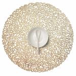 Dakshya Industries PVC Round Design Placemats Cutwork Design for Dining Table Mats Gold Pack of 6