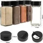 Home Stuffs 120ml Glass Spice Jars, French Square Bottles, Airtight Black Plastic Shaker, Lead Free Clear Glass Set of- (6)