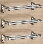 Handy Stianless Steel Bathroom Double Towel Rod with Hook Towel Stand Towel Rod Bathroom Towel Stand Towel bar Towel Holder with Cloths Hook Size 24 inch Pack of 3