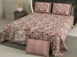 Quilt n Razai Pink and White Printed Cotton Bedsheet (274 x 274 cm)