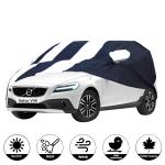 Allextreme VVZ5005 Car Body Cover Compatible with Volvo V40 Custom Fit Dustproof UV Heat Resistant Indoor Outdoor Body Protection (Navy Blue and White with Mirror)