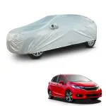 AutoFurnish AERO 100% Waterproof Car Cover for Honda Jazz | 30% Thicker GSM | Soft Cotton Lining | UV Reflective Layer | Triple-Stitched | Elastic Bottom | Mirror and Antenna Pockets | Luxury Stylish Car Accessories (Silver)