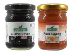 Green Piece Pizza Topping (100gm)and Black olives Sliced (120 gm)(Pack of 2)