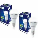 PHILIPS Stellar Bright Rechargeable Emergency Inverter LED Bulb, B22 8-Watt-Crystal White (Pack of 2)
