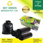SKY GREEN Small Dustbin Bag | Garbage Bag | Trash Bag | Waste Bag Black 17 x 19 (Pack of 4-120 PCs)