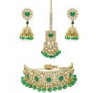 Gyaan Jewels Handmade Gold Plated Alloy Necklace, Earring and Maang Tikka Set Multicolor (Women, Girls) Free Size