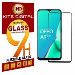 Kite Digital Oppo A9 (2020) Black 5D/6D/11D Premium Tempered Glass Screen Protector Slim 9H Hard 2.5D (Pack of 2)