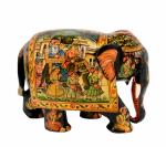 Idol Collections Multicolor Wood Wooden Elephant Sculpture, 6 Inch