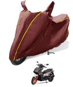 MOCKHE Waterproof Bike Cover Compatible with Yamaha Aerox, Coated, Mirror Pocket, Belt Buckle Maroon