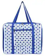 Kuber Industries Blue and White Canvas Underbed Storage Bag with Zipper and Handle - 58 x 48 x 37 cm