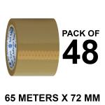 VCR Self Adhesive Brown Packing Cello Tape - 65 Meters in Length - 72mm / 3 Inch Width - 48 Rolls Per Pack - BOPP Industrial Packaging Tape for E-Commerce Box Packing, Office and Home use