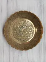 VRINDA METAL ART Brass Pooja Thali Puja Dish Aarti Plate for Worship and Gift Purpose (Pack of 2)