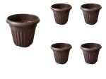 Audbhidhi Pots Goa Plastic Flower Pot for Home Decor Indoor/Outdoor,Plant Container,Gamla (10 inch,Dark Maroon Colour,Pack of 5)