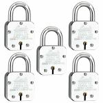 Link Atoot 55mm Padlocks 5Pcs Set| 2 Lakhs Key Combinatiosn| Steel Body| 8 Brass Levers| 3 Keys for Each Padlock |15 yrs Warranty