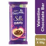 Cadbury Dairy Milk Silk Bubbly Valentine Chocolate Bar, 5 x 50 g
