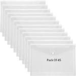 Shining Zon Envelope Design Document Certificates File Folder Bag Clear Holder Storage Case Snap Button File Folder Clear Plastic Container for A4, FS, Legal Size Papers Stationery - Pack of 45