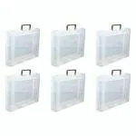 AL'WAHHAB Multipurpose Plastic Storage Box with Locks and Handle Matte Finish for Saree, Laptop, Books, Flour, Clothes, Rectangular Pack of 6