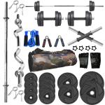 SX FITNESS 30KG Rubber Plates with 3Ft Curl & 3Ft Straight Rod (20mm), Pair of Dumbbell Rods, Weight Lifting Equipment with Accessories, Workout Exercise Kit Setup Combo
