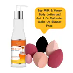 MGmeowgirl Petrolatum, Milk and Honey Body lotion & Moisturizer for Women and Men, 200ml With 1pc Free Makeup Blender Puff