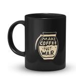 The Desi Monk Black Ceramic Make Coffee Not War Printed White Mug With Print - 325 Ml