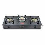 Prestige Magic Glass Top Gas Stove GTMC 03, Black, Tri Pin Burners, Manual