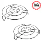 Homeleven Stainless Steel Trivet Round Donga Cooker Stand 19 CM Steel Hot Pot Holder Steel Table Ring Heat Resistant Hot Round Steamer Rack - Pack of 2
