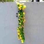 Apka Mart The Online Shop Yellow Plastic Artificial Flower Hanging Plant Stick With Wall Stand - 33 Inch