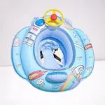 KidsZeeNie Inflatable Space Ship Kiddie Water Baby Float for Kids Safe Anti-flip Diaper Style Swim Tube Rider | Swim Pool Floater Ring for Toddlers Age 1-3|Multicolor (Pack of 1)