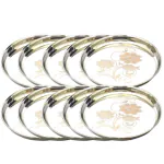 SHINI LIFESTYLE Stainless Steel Flower Design Dinner Plate/Thali,Bhojan Thali(30cm,10Pc)