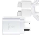 eKus 25W Super Fast Charger Adapter And C to C Cable Compatible with Galaxy F Series -White New 2023 Charger Combo