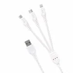 ERD Micro USB Cable 1 m UC-81 USB Type A to Micro USB+USB C+IP5 Cable (White)