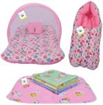 Toddylon New Born Baby Bedding Set Combo Mattress with Net Sleeping Bag & Nappy Changing Mat Sheets