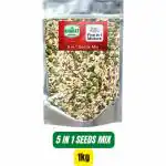 Bharat Super Foods 5 in 1 Premium Raw Mix Seeds for Eating - Sunflower, Pumpkin, Flax, Watermelon &, Muskmelon Seed- All Equal - 1 kg