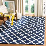 Rugspiration Cross Design Collection Off White, Navy Blended Wool Hand Tufted Carpet For Living Room-Bedroom And Hall, 6 X 6 Ft