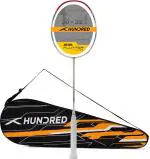 Hundred White, Red Unstrung Badminton Racquet, 84 G
