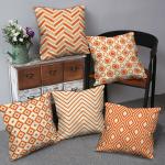 Indigifts Home Decoration Items for Diwali - Geometric Cushion Covers 18 x 18 Inch Set of 5 - Diwali Decorations Items for Home, Cushions Cover 18x18 Set of 5, Cushion Cover Combo