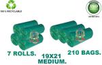 BRUZZLINE OCEAN GREEN DUSTBIEN BAGS PACK OF 7 19*21 best for home use. Medium 13 L Garbage Bag (210Bag )