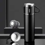 KRIJAM Stainless Steel 500ml Vacuum Thermos Flask Set with Two Cups Set