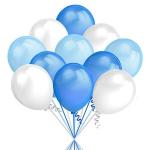 Party Midlinkerz Rubber White, Light Blue and Blue HD Metallic Party Balloon for Birthday, Anniversary and Baby Shower (Pack of 100)