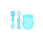 ZoZoBaa Non Slip Blue Silicone Drinking Cup With Spoon Set - 55 ml