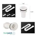 FOOTPRINT EXIM pvc Waste Coupling & PVC Waste Pipe set PVC Waste Pipe Drain Hose/Outlet Tube Connector Basin Down comer, White Table Top Basin (white) -2